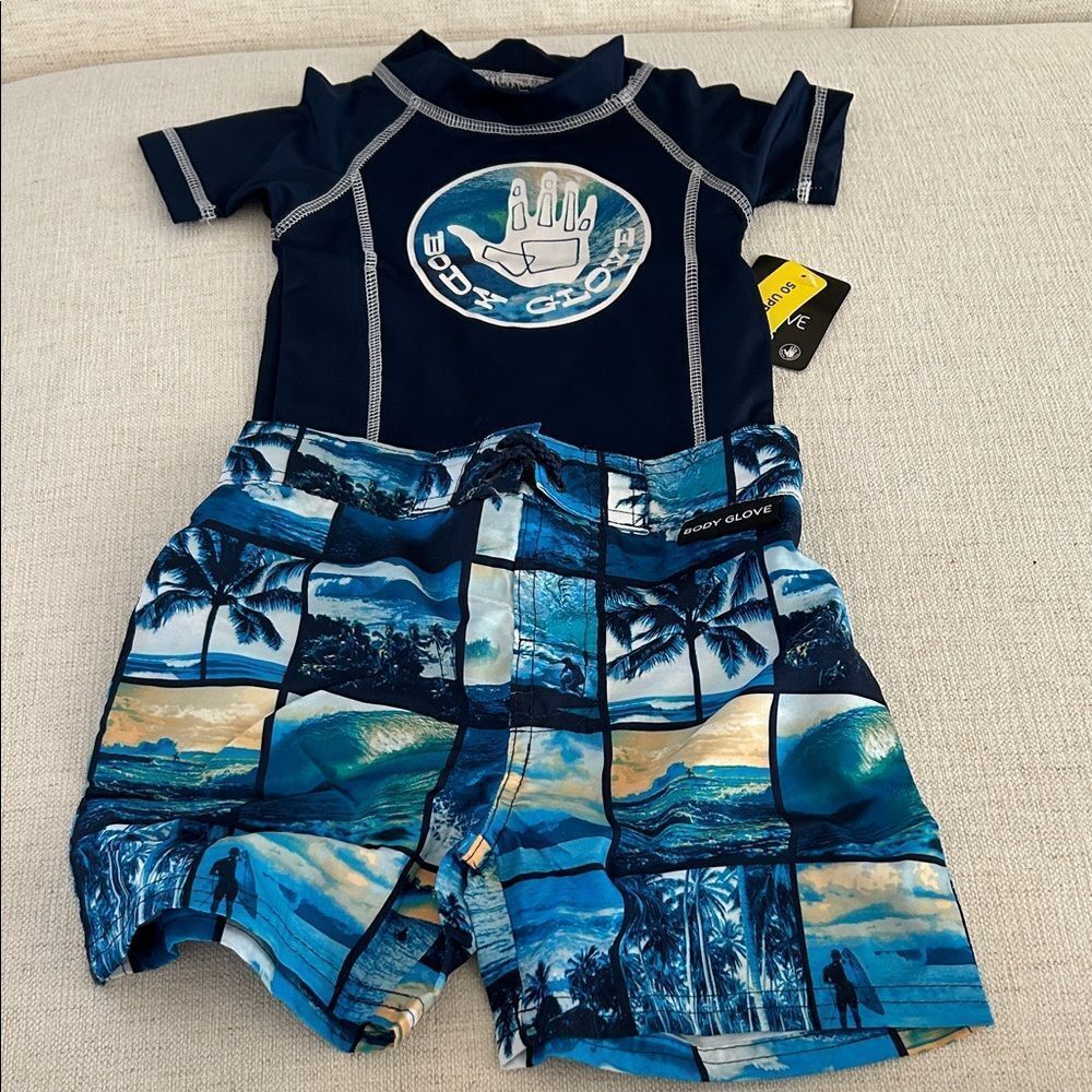 Body glove Bots Navy Rash guard Swim Set, size 4, NWT